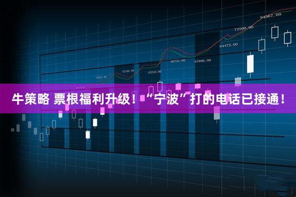 牛策略 票根福利升级！“宁波”打的电话已接通！